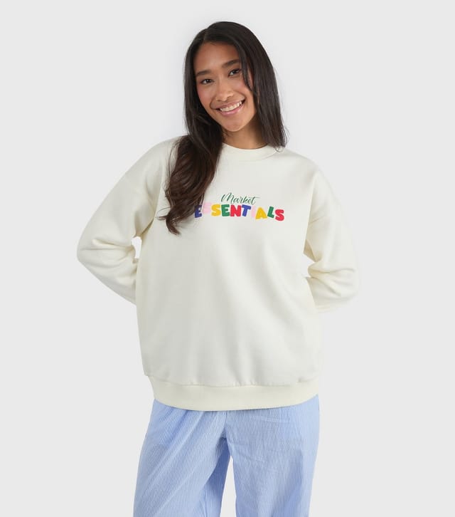 Custard Women's White Market Essentials Sweatshirt Custard New Look - 2