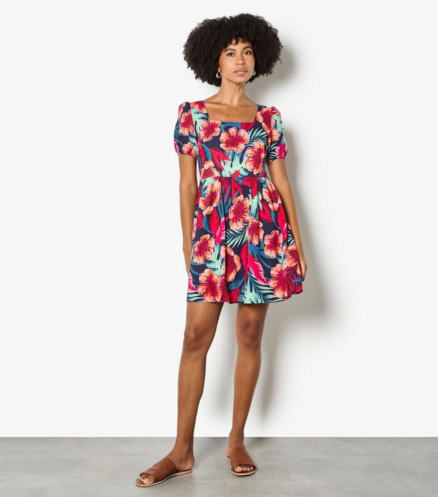 Apricot Women's Red Floral Square Neck Mini Dress Apricot New Look - 3