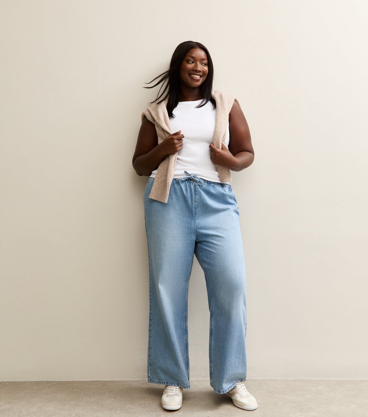 New Look Women's Plus Size White Ribbed Racerback Vest Curves New Look - 3