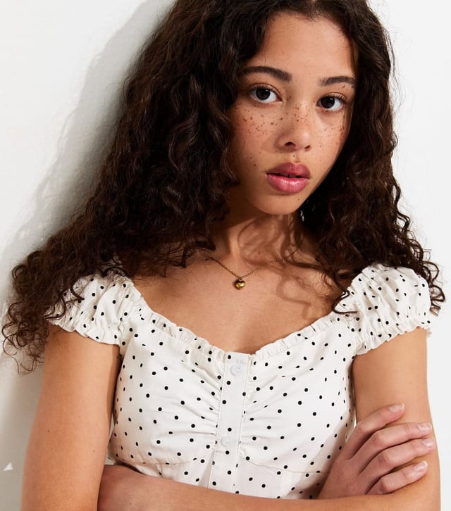 New Look Girls' White Polka Dot Shirt New Look - 2
