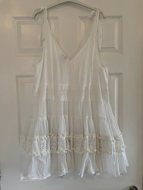 ASOS ASOS 100 % cotton mini dress with lace detail and little pom-poms size 10