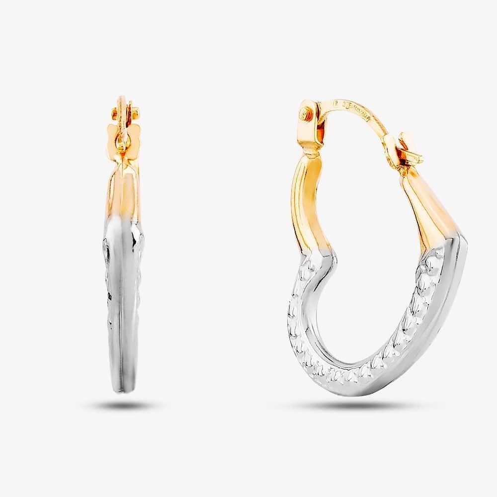 T.H.Baker T.H.Baker Women's 9ct Two Colour Gold Heart Hoop Earrings UER122YW