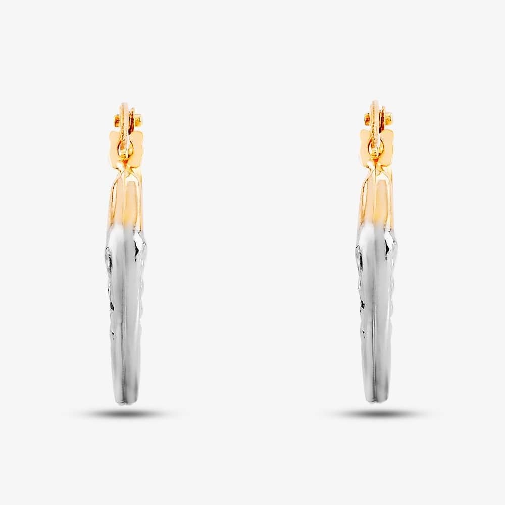 T.H.Baker T.H.Baker Women's 9ct Two Colour Gold Heart Hoop Earrings UER122YW - 2