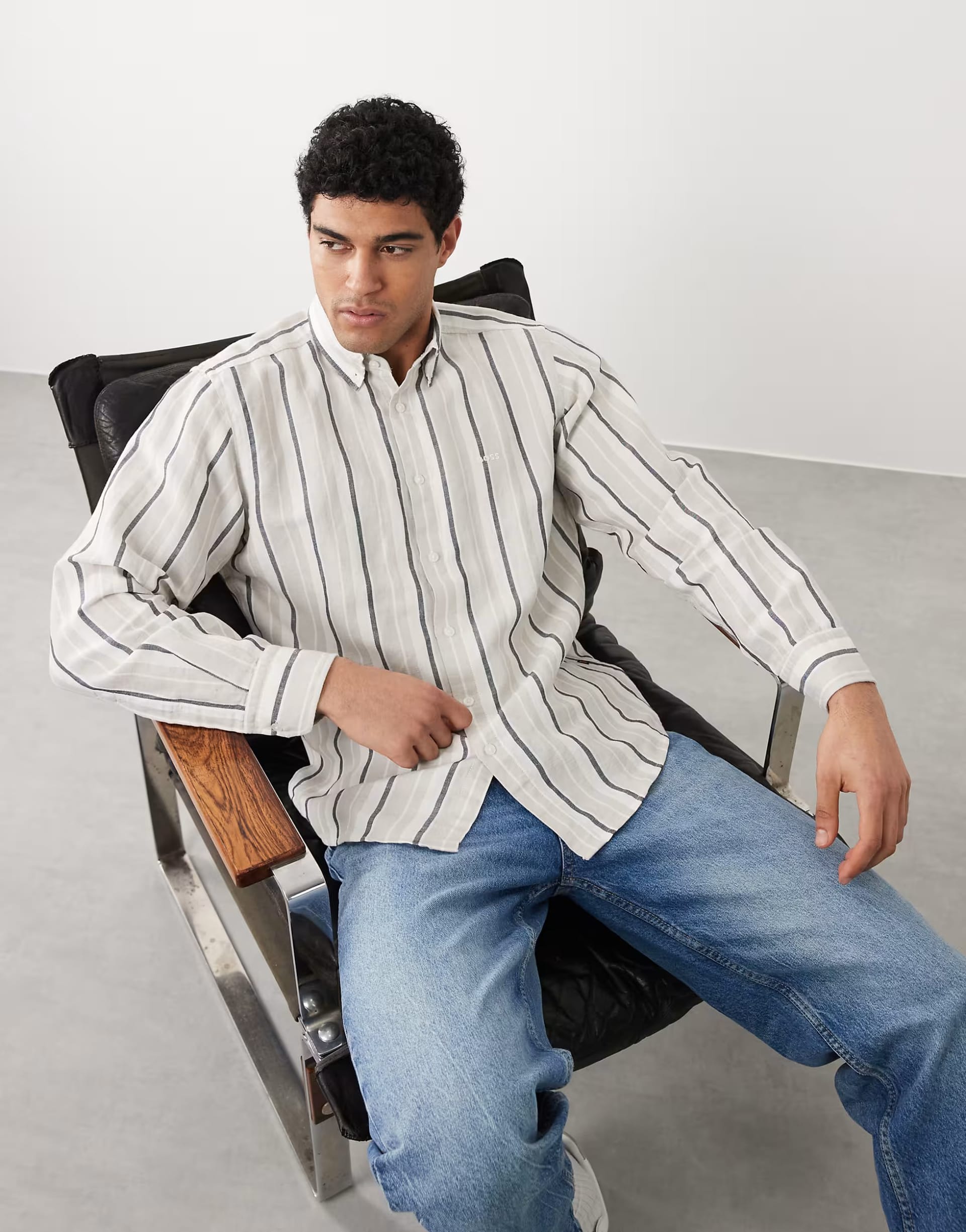 Hugo Boss Grey Striped Button-Up Shirt by ASOS