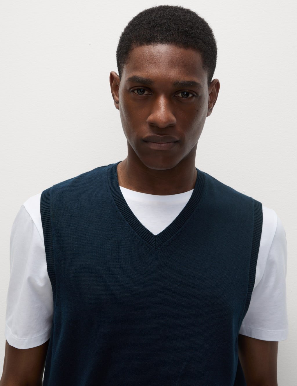 Marks & Spencer M&S Pure Cotton Sleeveless Jumper Navy - 1