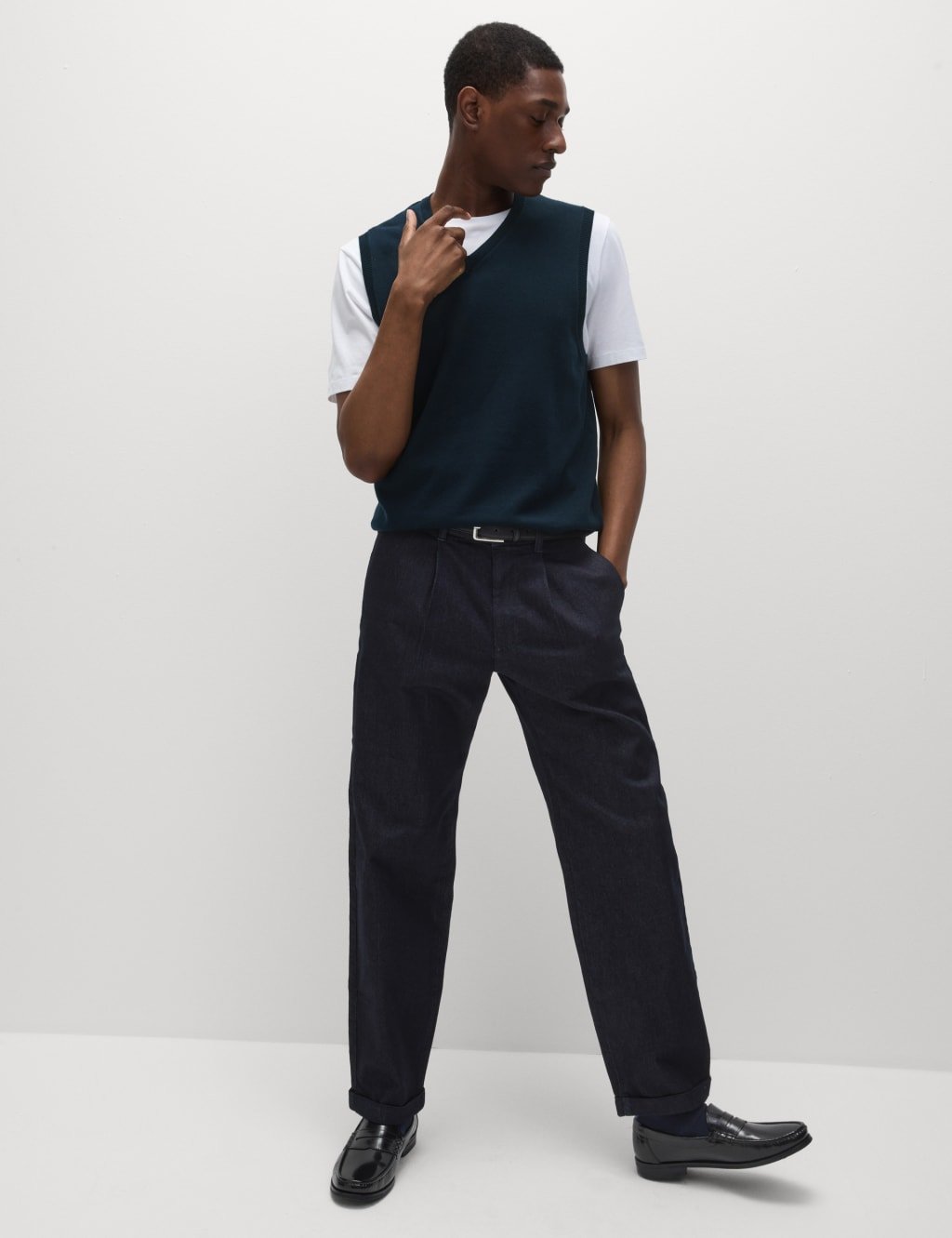 Marks & Spencer M&S Pure Cotton Sleeveless Jumper Navy - 2