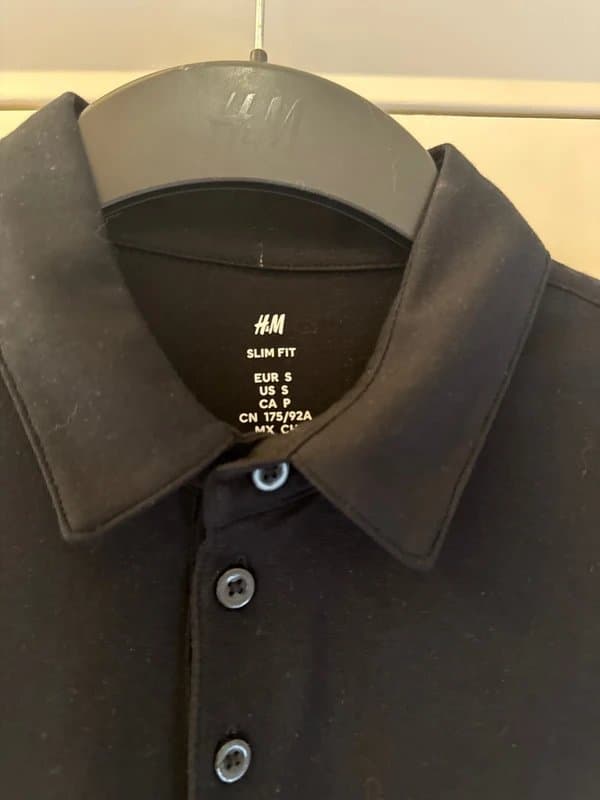 H&M H&M Black Slim Fit Shirtsleeved Polo Shirt Small Brand New With Tags