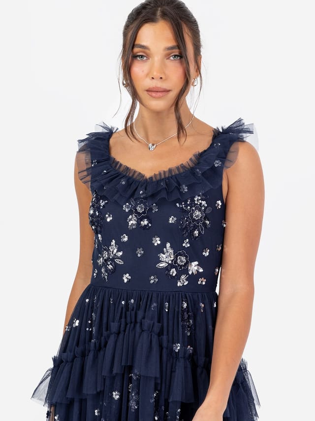 Maya Deluxe Maya Deluxe Women's Embellished Sleeveless Maxi Dress in Navy - 2