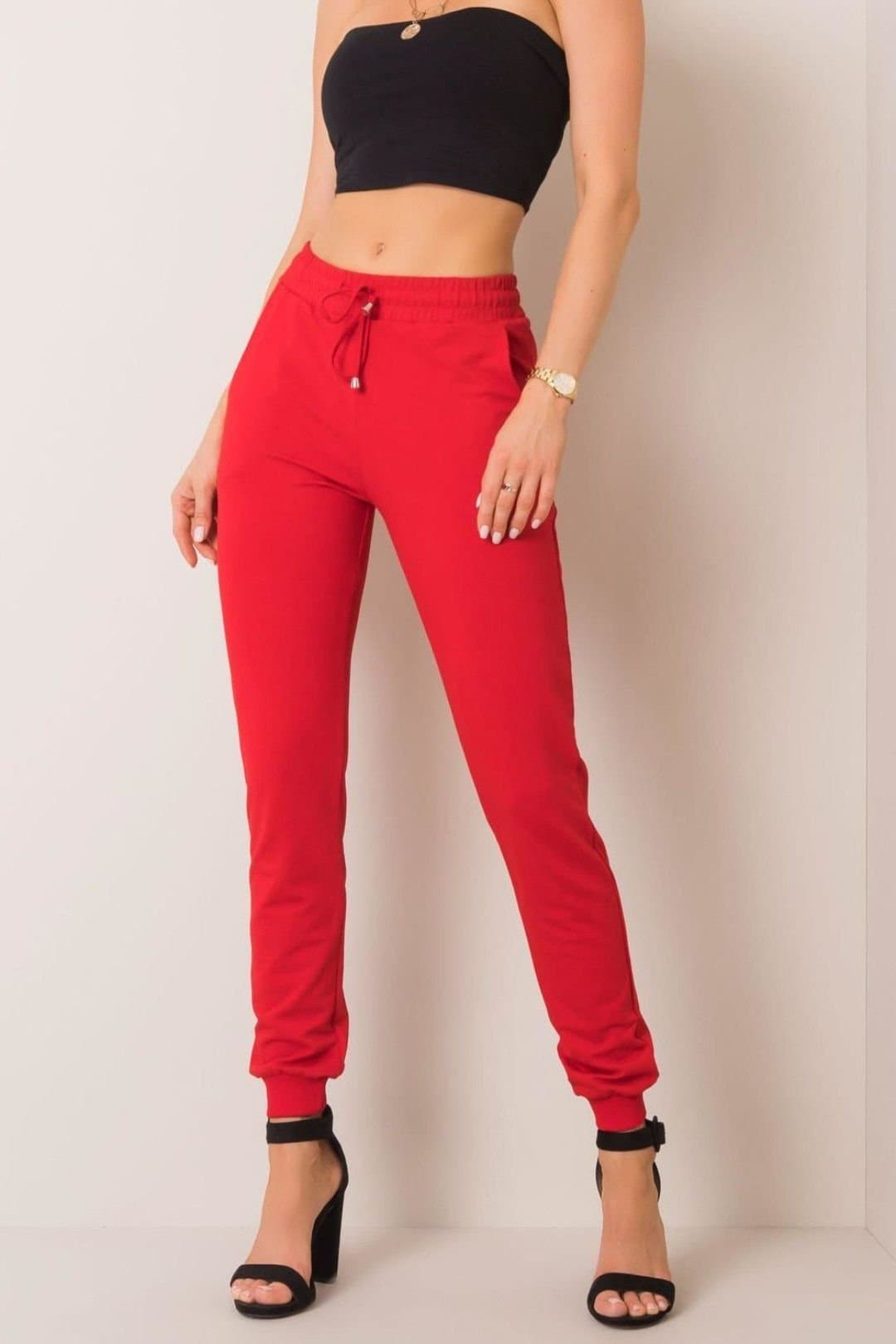 Love Lace Love Lace Women's Tracksuit Sweatpants with Narrow Legs in Red