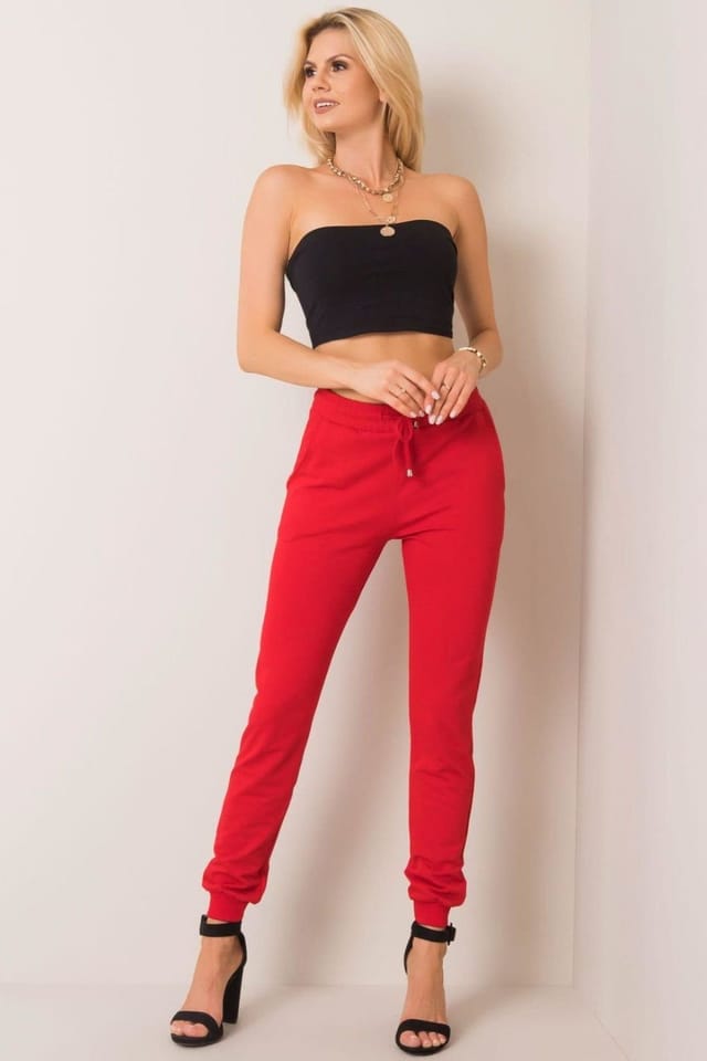 Love Lace Love Lace Women's Tracksuit Sweatpants with Narrow Legs in Red - 2