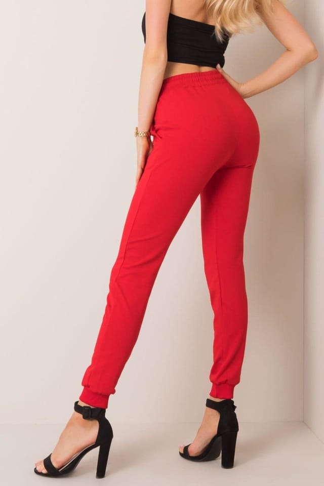 Love Lace Love Lace Women's Tracksuit Sweatpants with Narrow Legs in Red - 3