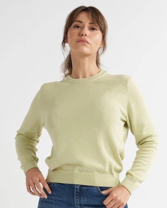 Alse Studio Alse Studio Women's Premium Quality 100% Cotton Crew Neck Long Sleeve Jumper in Green