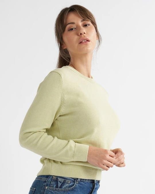 Alse Studio Alse Studio Women's Premium Quality 100% Cotton Crew Neck Long Sleeve Jumper in Green - 2