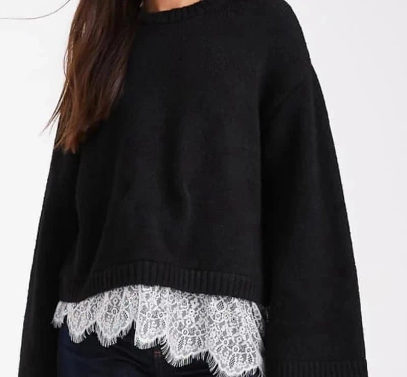 ASOS ASOS black knit jumper with lace detailing