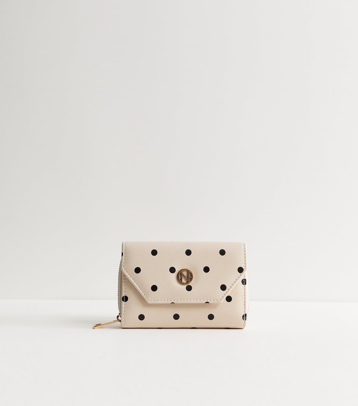 New Look New Look Cream Polka Dot Logo Charm Purse