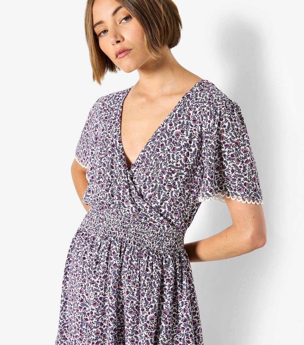 Apricot Women's Purple Ditsy Floral Wrap Mini Dress Apricot New Look - 4