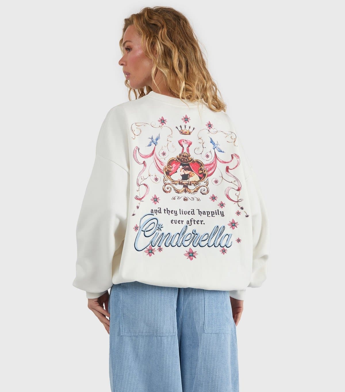 Skinnydip Women's White Disney Cinderella Print Sweatshirt Skinnydip New Look