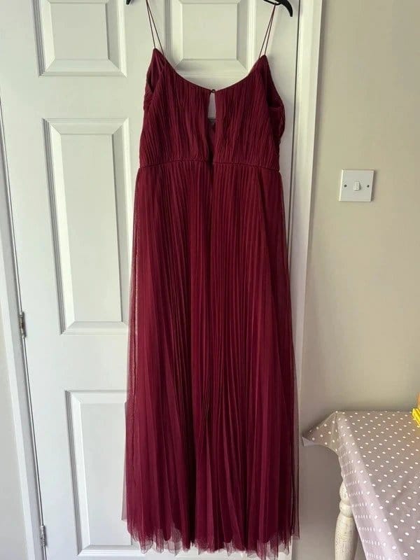 ASOS Burgundy Pleated One-Shoulder Evening Dress