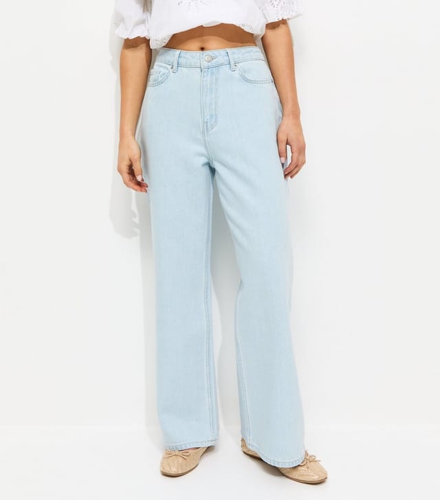 New Look Women's Petite Light Blue Wash High Waist Adalae Wide Leg Jeans New Look - 2