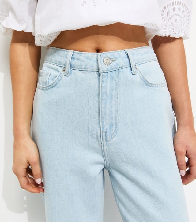 New Look Women's Petite Light Blue Wash High Waist Adalae Wide Leg Jeans New Look - 3