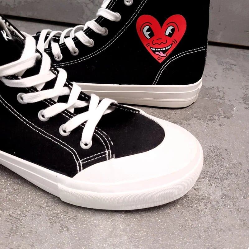 Primark Keith Haring Canvas High Top Trainers Mens UK 9 Black Shoes Heart Primark