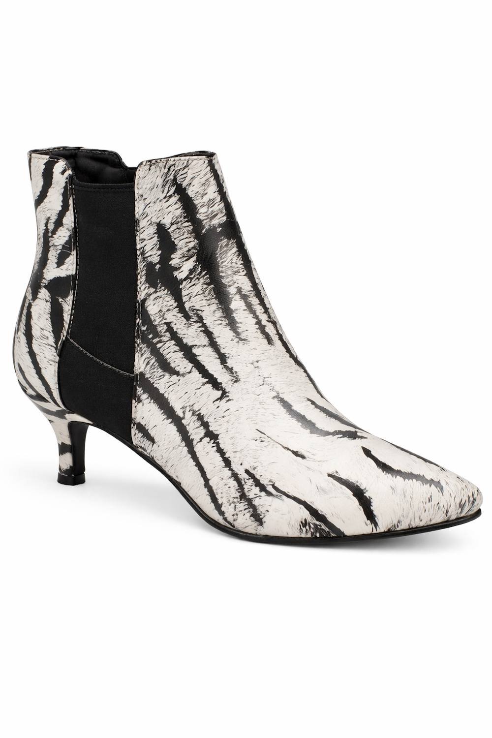 Spot On Spot On Women's Animal Print Pointed Toe Ankle Boot with Slim Heel in White - 4