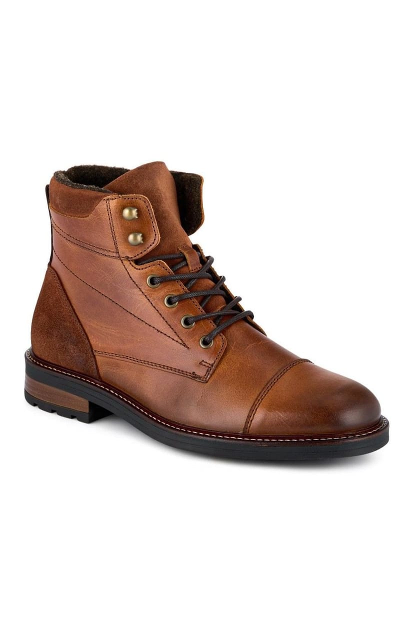 Jones Bootmaker Jones Bootmaker Men's Dusseldorf Leather Lace-Up Boots in Tan - 1