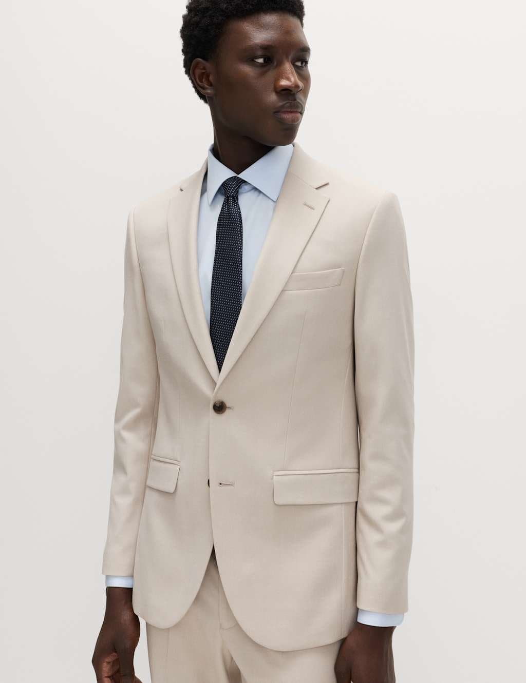Marks & Spencer M&S Slim Fit Stretch Ultimate Suit Jacket Ecru
