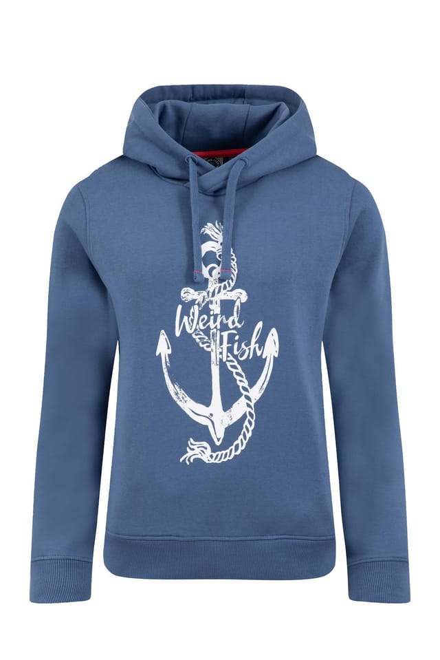 Weird Fish Weird Fish Women's Topaz Front Print Popover Hoodie in Blue - 2