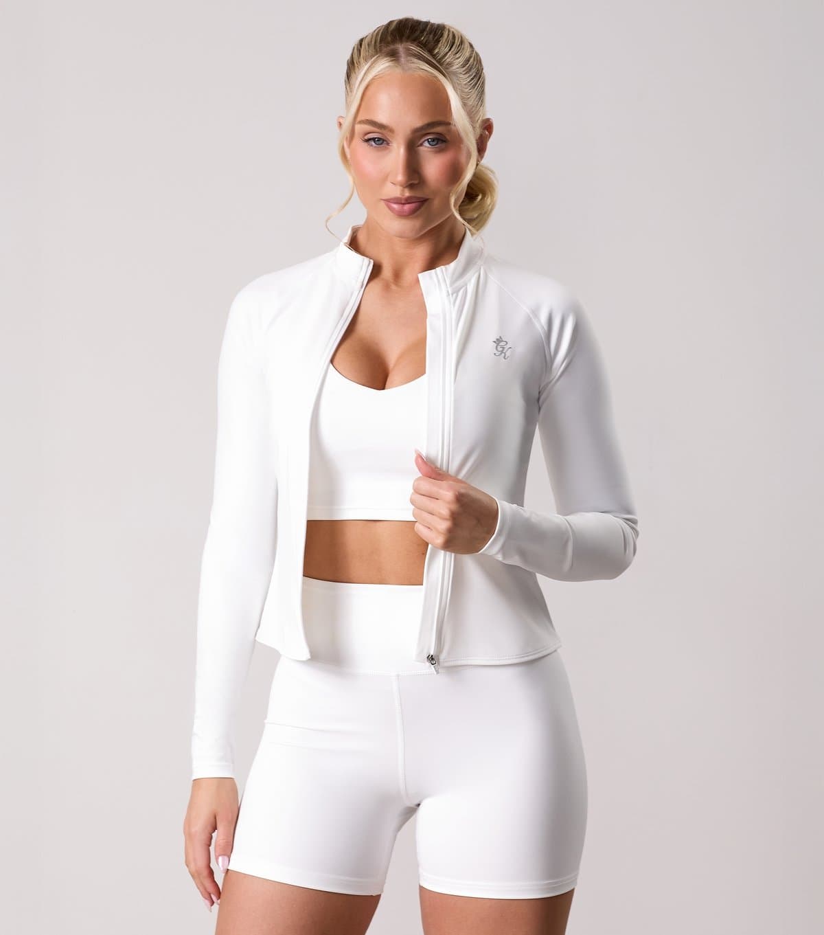 Gym King Women's White 365 Logo Embroidered Zip Up Top Gym King New Look