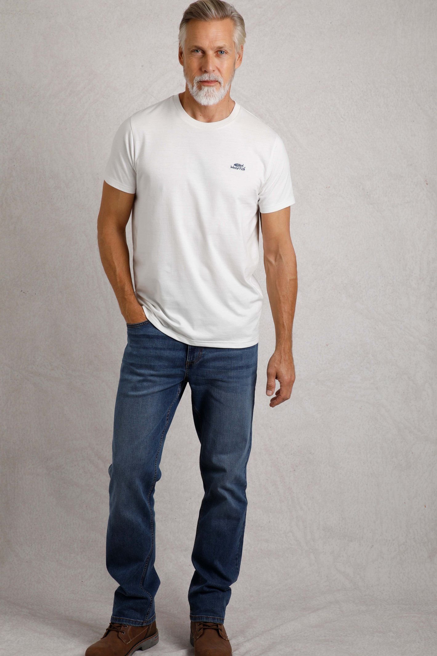 Weird Fish Weird Fish Men's Hooked Branded T-Shirt in Ivory - 4