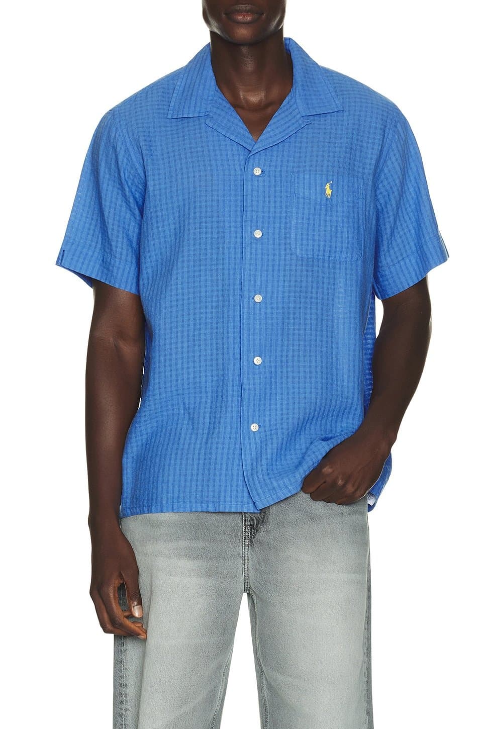 revolve Short Sleeve Seersucker Linen Andy Camp Shirt