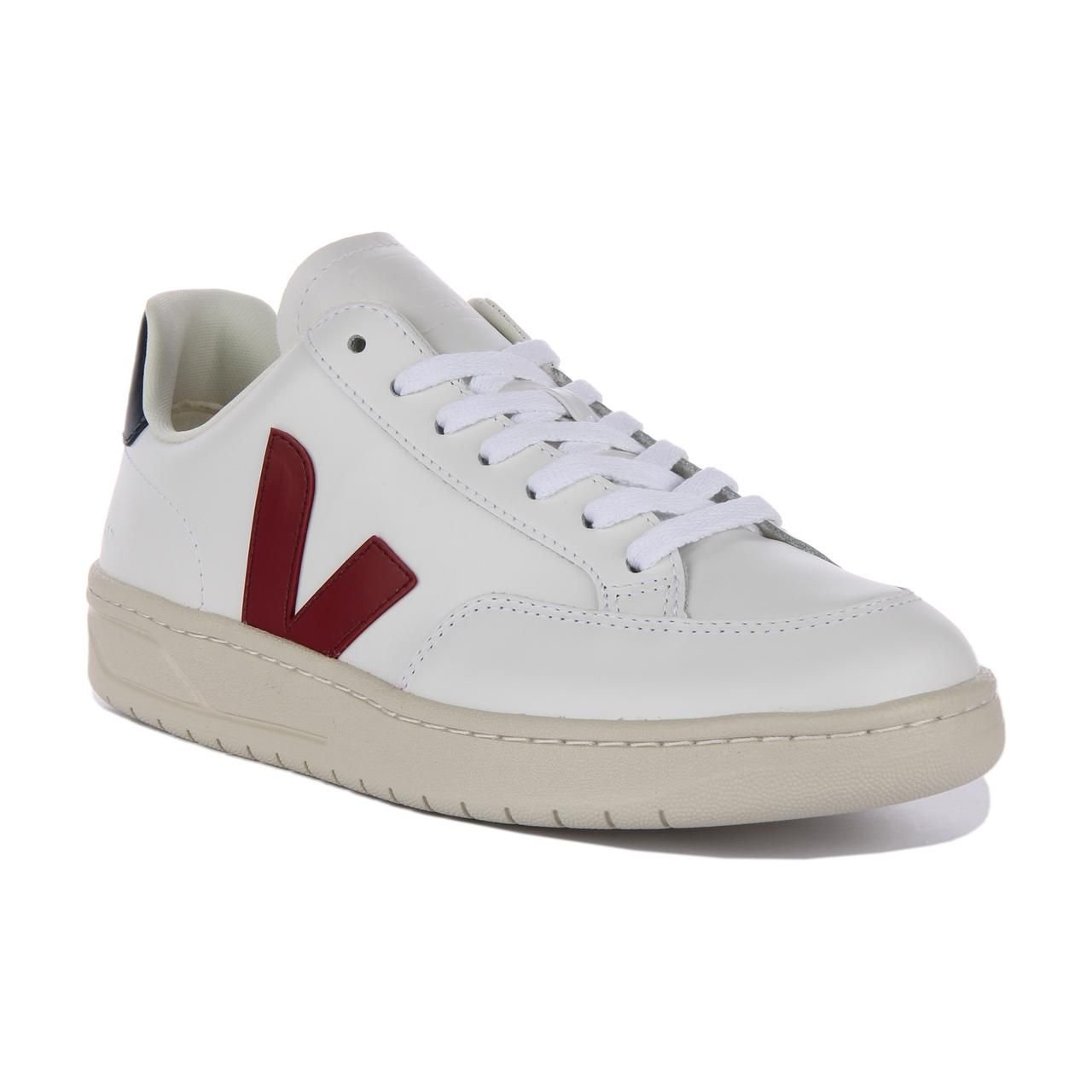 Veja Veja Men's 'V-12 Leather' Leather Trainers in White - 3
