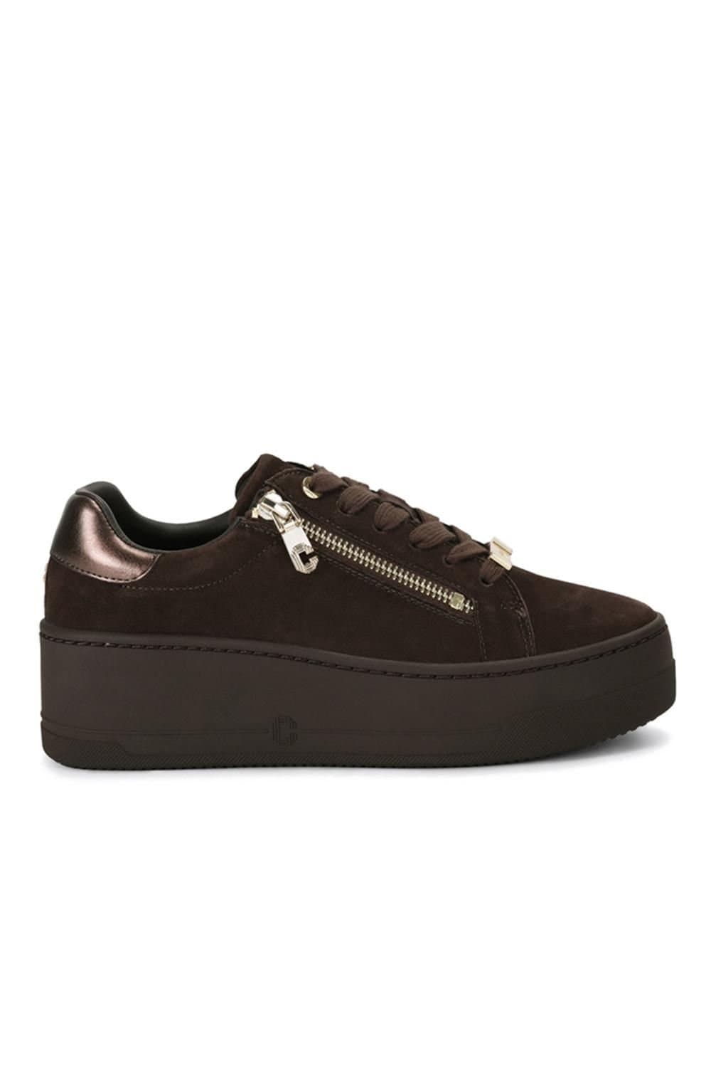 Carvela Carvela Women's 'Connected Zip' Suede Trainers in Dark Brown