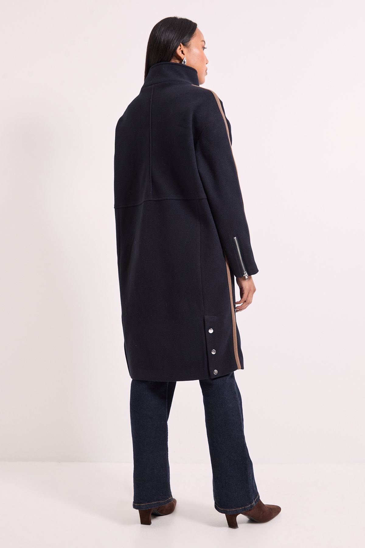 Wallis Wallis Women's Principles by Contrast Stripe Coat in Navy - 3