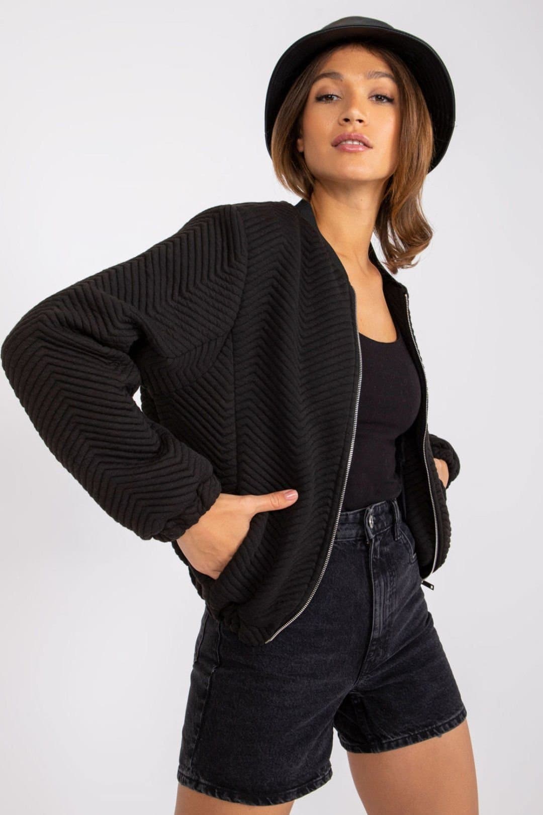 Love Lace Love Lace Black Poly Jacket with Rib Sleeves