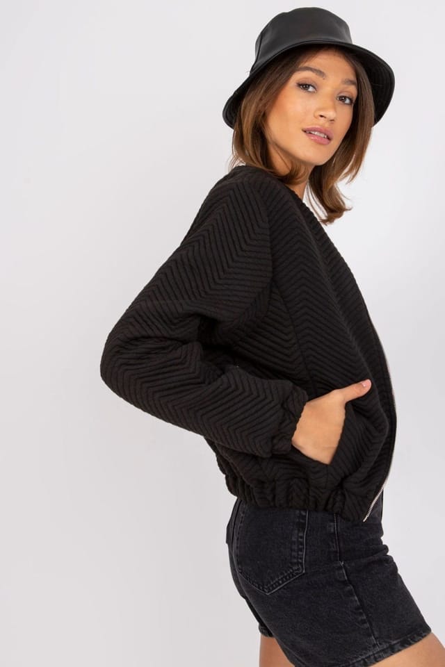 Love Lace Love Lace Women's Lined Poly Jacket with Pockets & Rib Sleeves in Black - 3