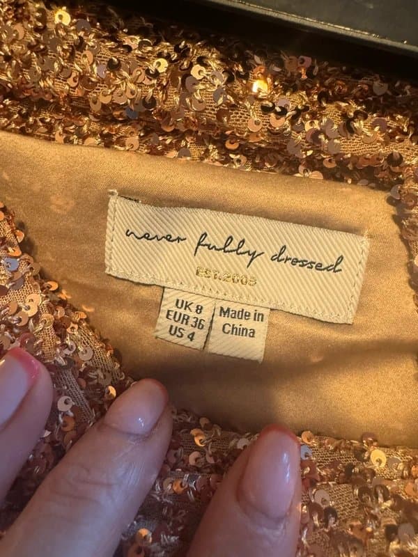 Never Fully Dressed Never fully dressed gold sequin mini jaspre skirt