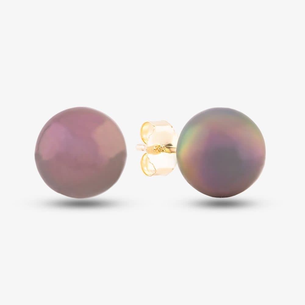 T.H.Baker T.H.Baker Black Akoya Pearl Stud Earrings in Yellow Gold