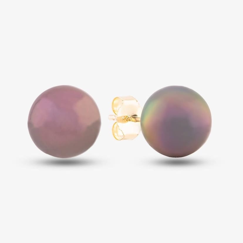 T.H.Baker T.H.Baker Women's 9ct Yellow Gold Black Akoya Pearl Stud Earrings EOZ107PL/B - 1