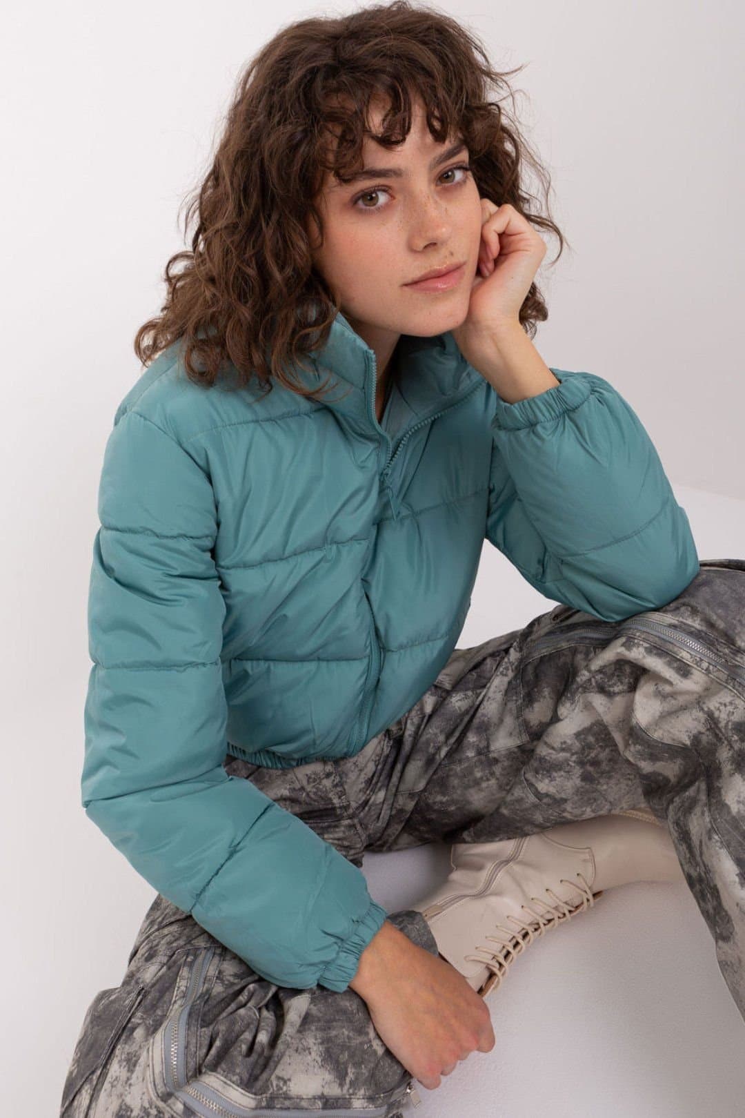 Love Lace Love Lace Women's Short Quilted Hooded Zip Jacket Fully Lined in Blue