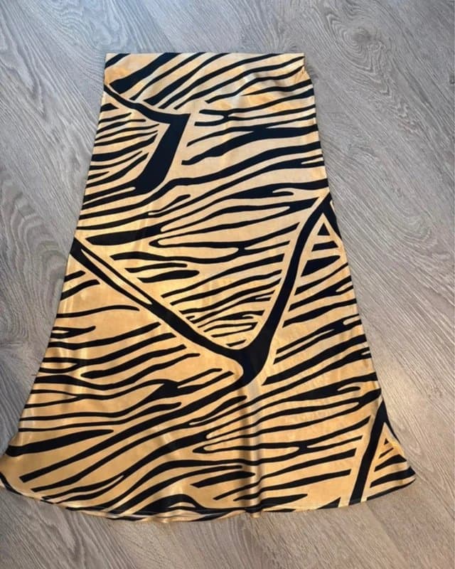 H&M H&M Y2K Satin Zebra Print Midi Skirt UK 8-10 S Animal Print Bias Cut 90s Retro