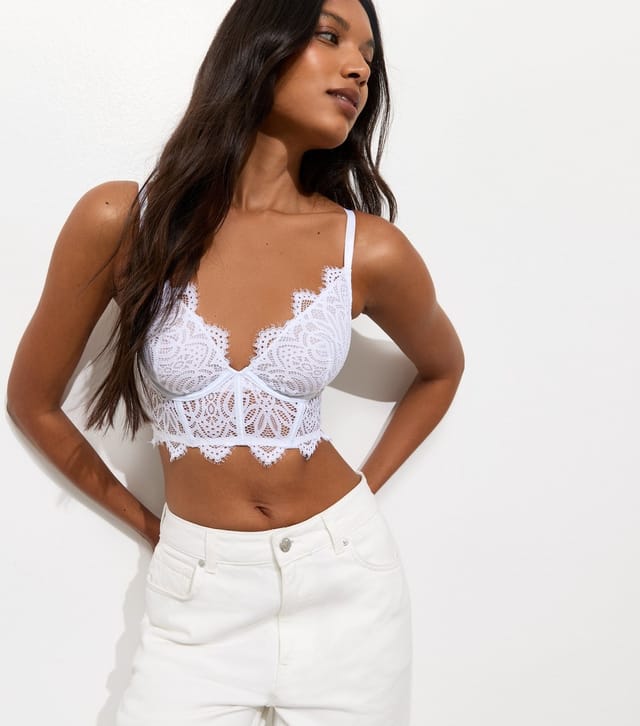 New Look Women's White Corset Lace Festival Bra New Look - 2