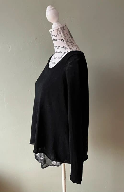 Mint Velvet Mint Velvet Linen Knit Sweater Jumper Size 10 Black & Grey Blouse Layer Chic VGC