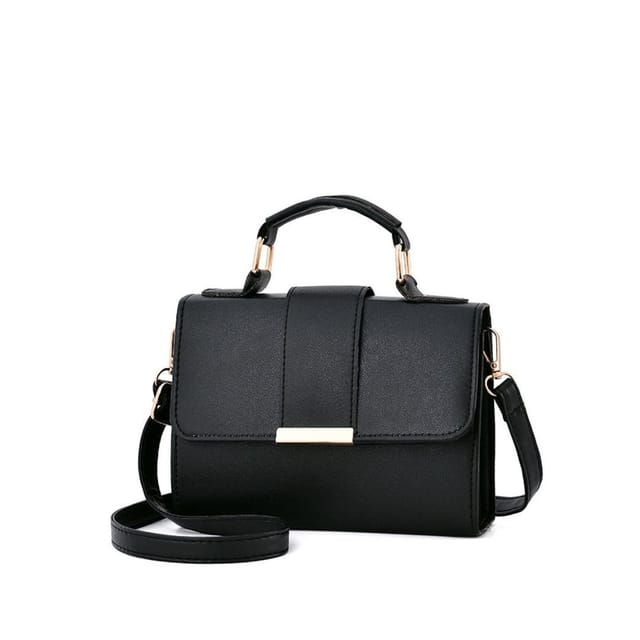 Lovii Lovii Women's Classic Leather Crossbody Handbag - Elegant Shoulder & Top Handle Bag in Black - 3