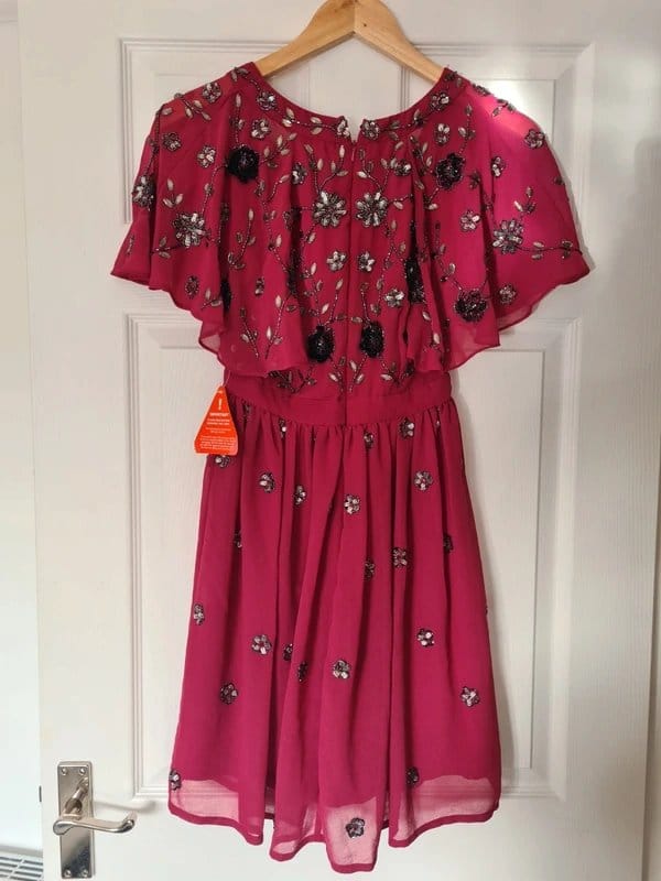 Frock and Frill Fuchsia Pink Embellished Dress | Size UK 8