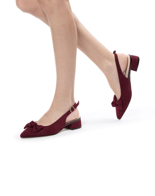 Paradox London Paradox London Women's Fallon' Wide Fit Block Heel Slingback Shoes in Burgundy - 2