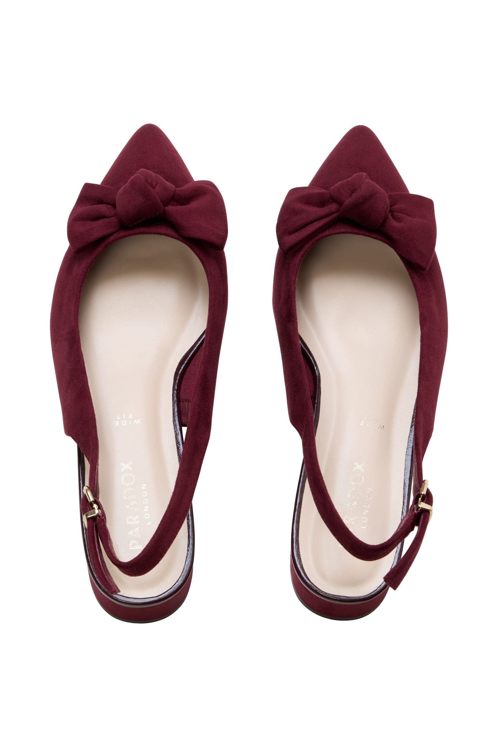 Paradox London Paradox London Women's Fallon' Wide Fit Block Heel Slingback Shoes in Burgundy - 4