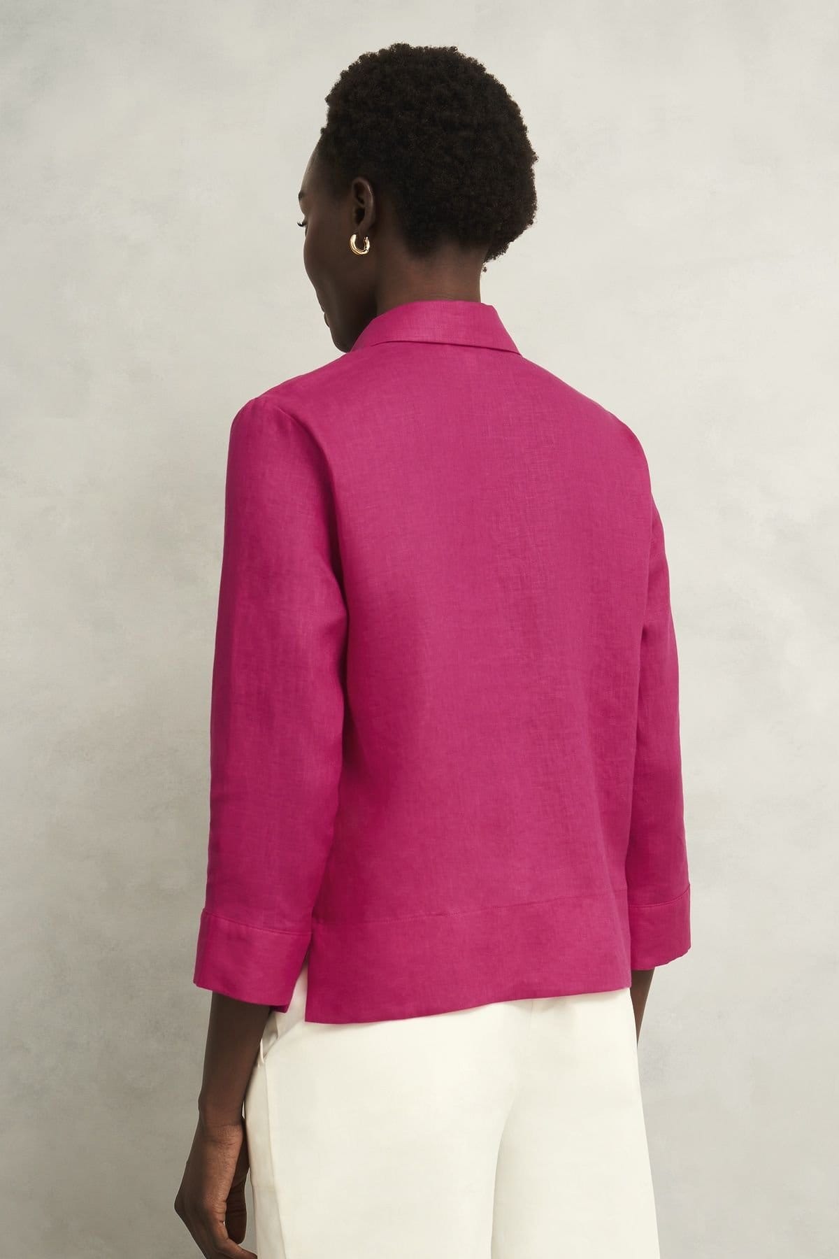 Hobbs London Hobbs London Women's Nita Three-Quarter Sleeve Linen Shirt in Fuchsia - 4