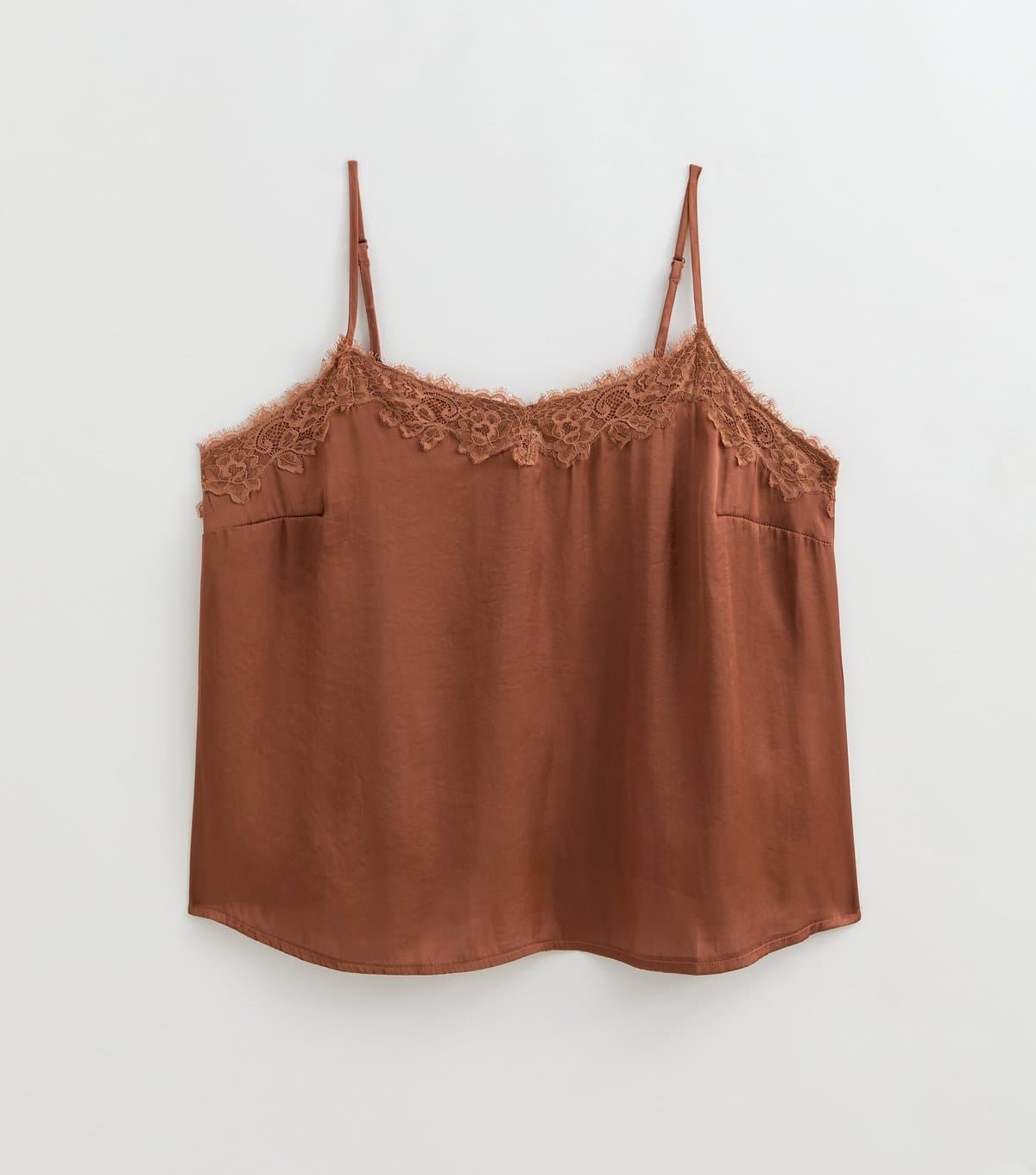 New Look Women's Plus Size Brown Lace V Neck Cami Top Curves New Look